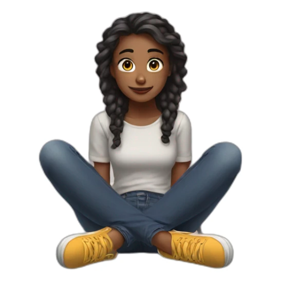 full body Front view emogirl sits on the floor sticker