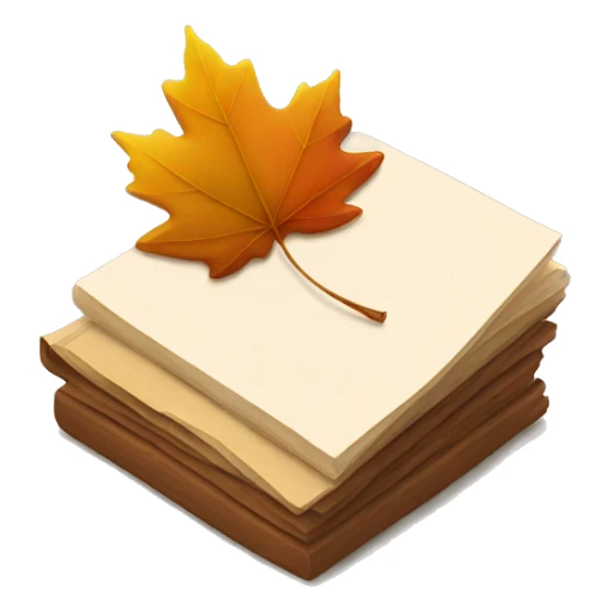 brown stack of letters and autumn leaf sticker