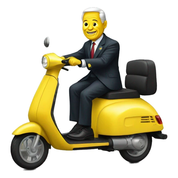 President on yellow electric scooter sticker