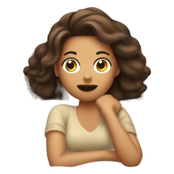 Chica de cabello café durmiendo plácidamente en su cama sticker