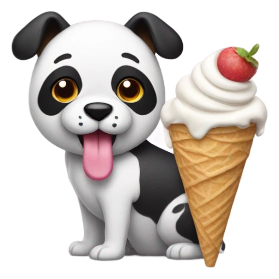 Dog with a panda tail eating ice cream  sticker