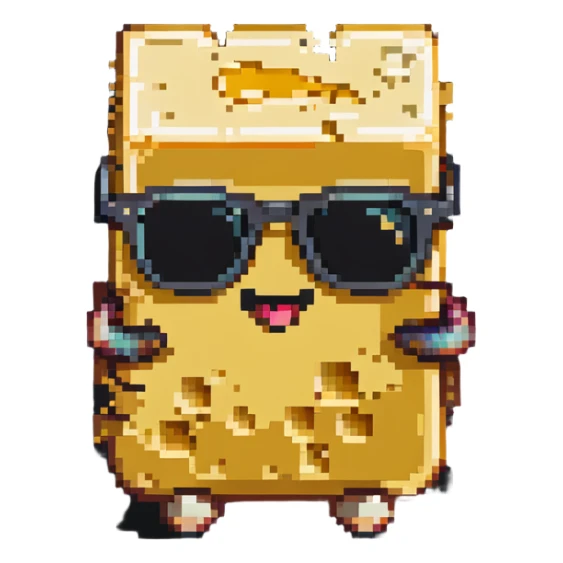 piece of cheese wearing sunglasses sticker