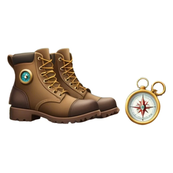 Icon for Hunting Tourism: a rifle, hunting boots, and a compass on a forest background, with a silhouette of wildlife in the distance. The icon should capture the adventure and connection with nature in hunting tourism. Transparent background. sticker