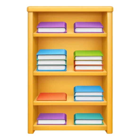 emoji of open magazine, inside there are illustrated empty shelfs sticker