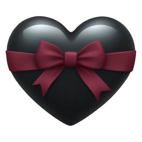 crystal black heart wrapped in a burgundy bow sticker