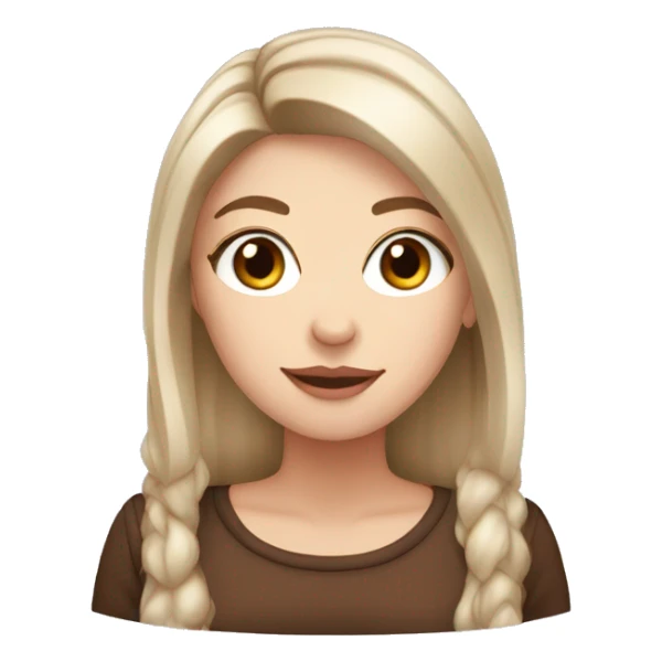 White girl with brown long hair and hot chocolate  sticker