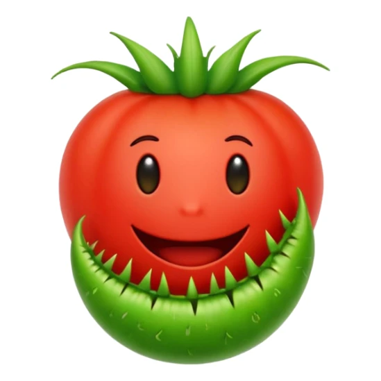 hybrid fusion of tomato and venus flytrap emoji sticker