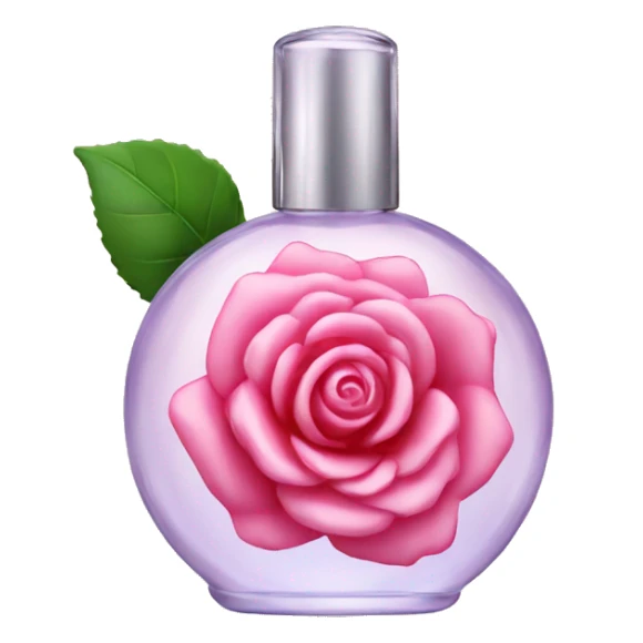 glass perfume bottle with a rose sticker