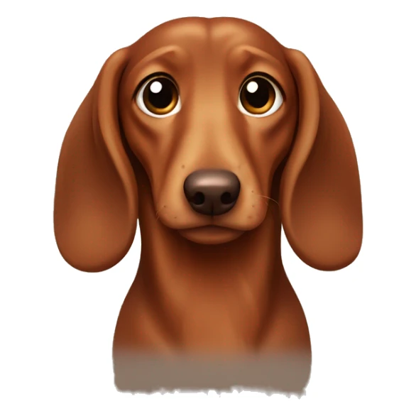 Crying Long-haired brown-reddish dachshund with brown nose sticker