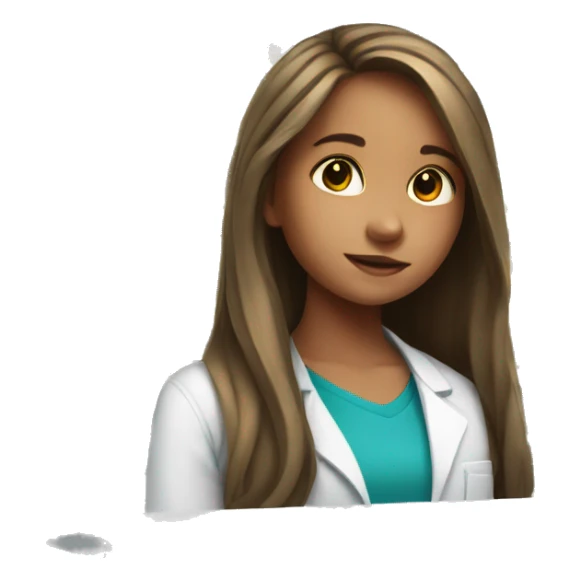 young girl with long hair working in a pharmacy sticker