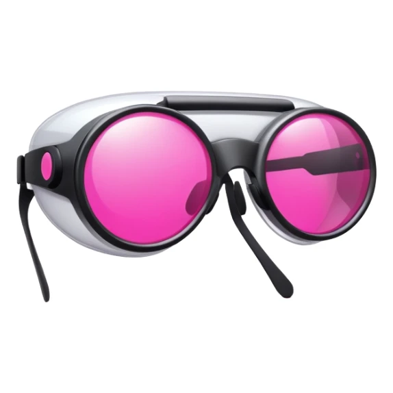 futuristic safety glasses with bright pink lenses, minimalist design sticker