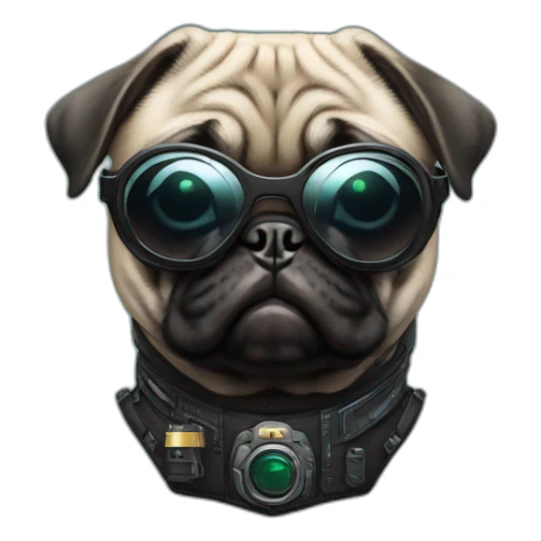 pug with black sunglasses and wearing a cyberpunk suit sticker