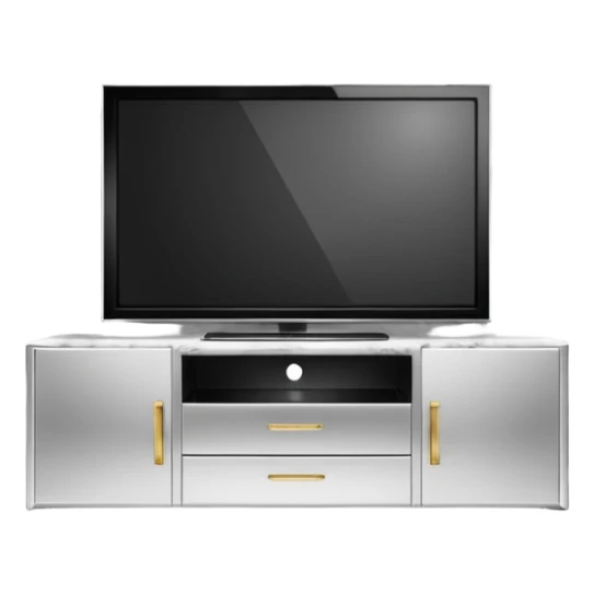 modern tv with news channel on it standing on a super luxurious marble cupboard sticker