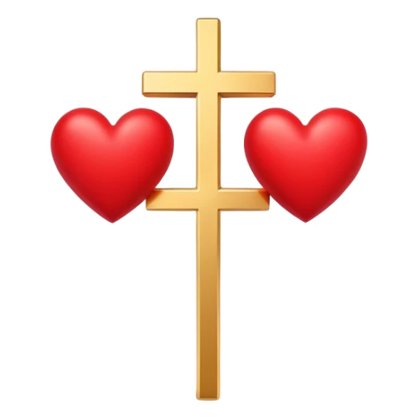 Two red hearts united by a gold cross  sticker