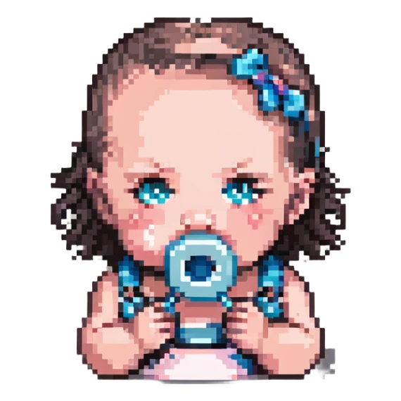 baby girl with a pacifier in her mouth sticker