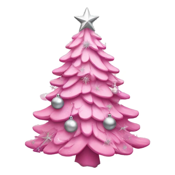 pink christmas tree with silver ornaments  sticker