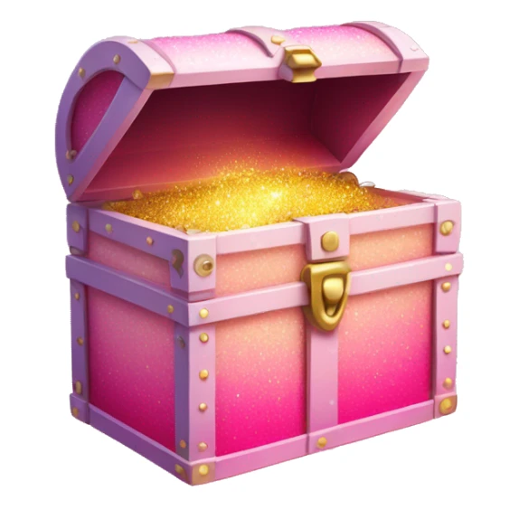 Pink ombre treasure chest box with glitter  sticker