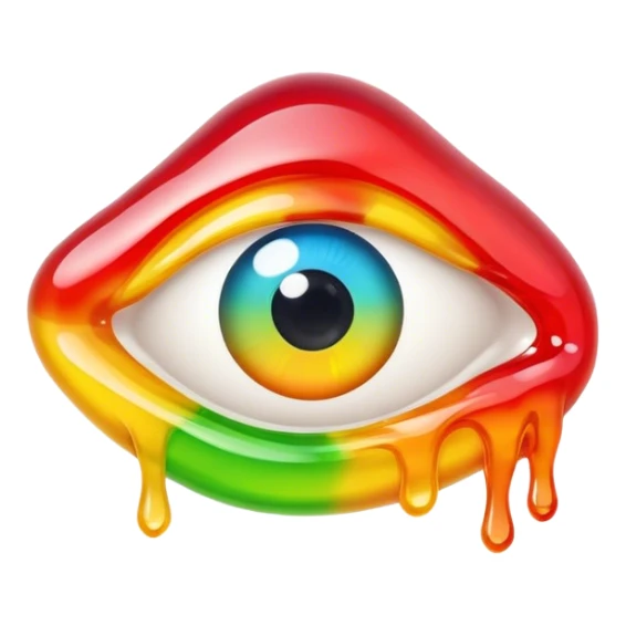 colorful melted gummy eye sticker