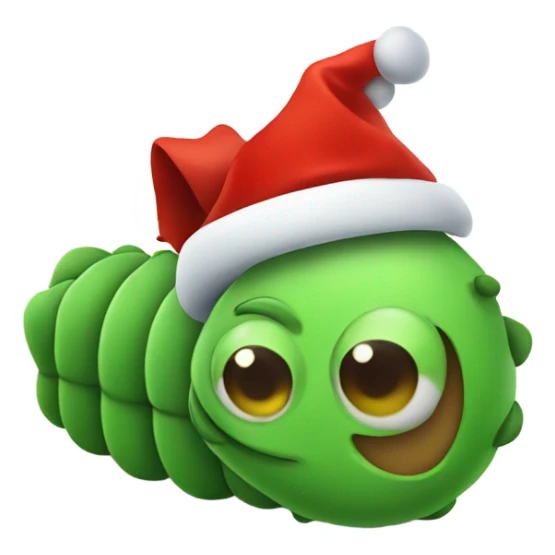 An iOS style caterpillar with a Santa hat sticker