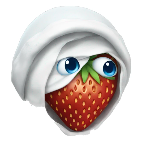 Strawberry character with blue eyes and white gloves sticker