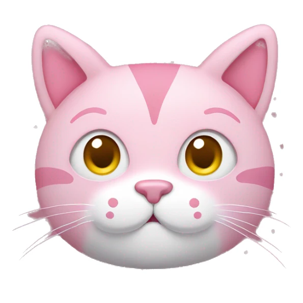 pink cat plush with heart shaped nose and white polka-dots sticker