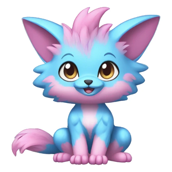 Cute cool blue pink animal hybrid Fakemon full body sticker