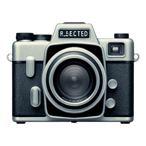 A 6x6 medium format film frame with a badly exposed photo (overexposed or underexposed), and “REJECTED” written across it in black Sharpie handwriting style. The frame should look authentic, with visible film borders, edge markings, and a slightly worn analogue texture. sticker