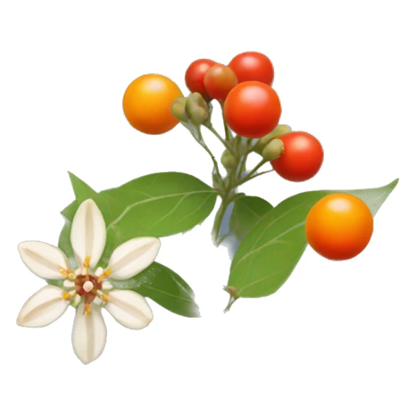 ashwagandha flowers and orange-red berrie sticker