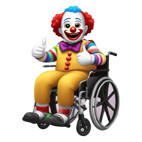 Clown doing a thumbs up on a wheelchair with no legs sticker
