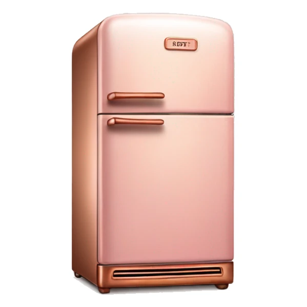 Realistic pastel pink and metallic copper vintage fridge.  sticker
