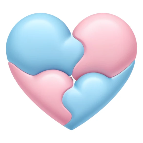 pastel blue and pink heart shapes together sticker