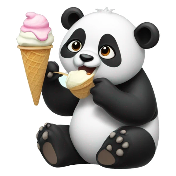 Panda eating ice cream sticker