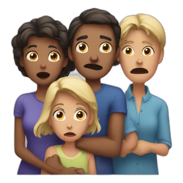Scared family of 4 people sticker