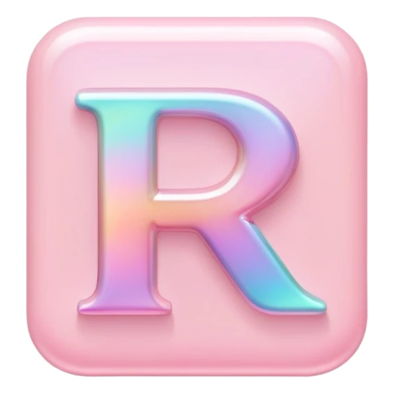 Iridescent pastel pink Font setting icon with letter  sticker