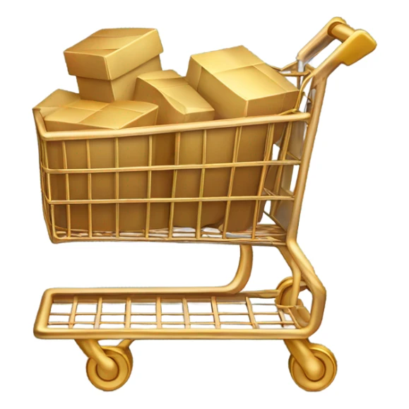 Copper and gold shopping cart filled with boxes sticker