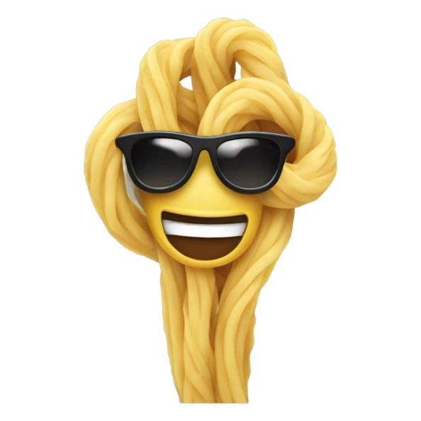 Noodle wearing shades with a peace sign sticker