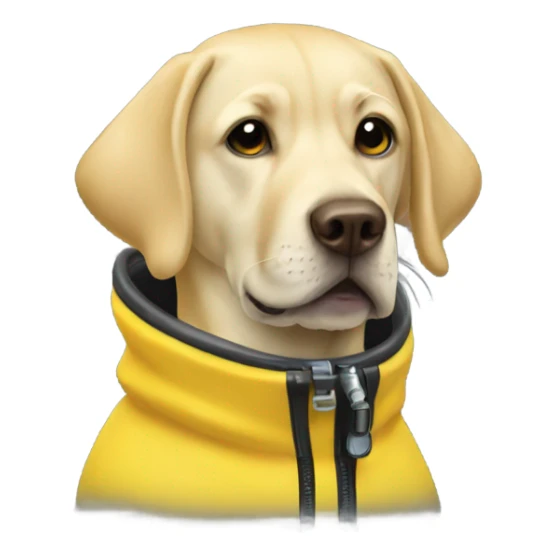 yellow lab dog wearing a scuba suit sticker