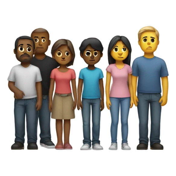 Group of sad people  standing sticker