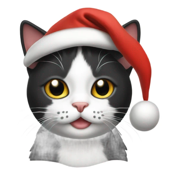 Tuxedo cat with a Christmas hat on sticker