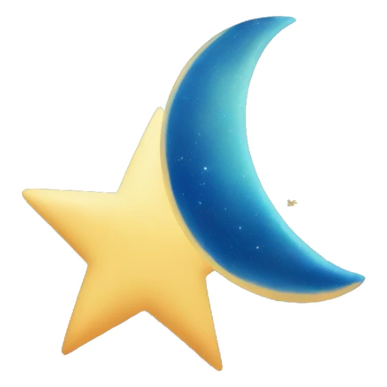 Una luna de color azul y una estrella sticker