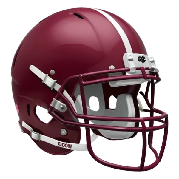 College football player helmet in maroon color remove jersey sticker