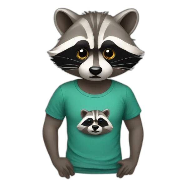 raccoon with a t-shirt sticker