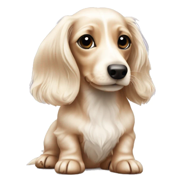 mini long haired puppy dachshund cream white colors sticker