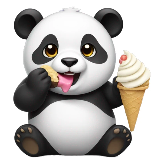 Panda eating ice cream sticker