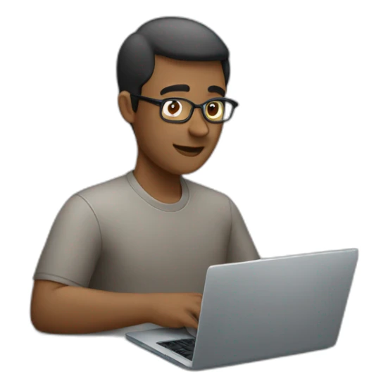 an adult working on his laptop sticker