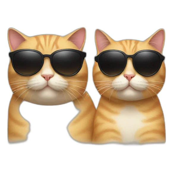 Cat with sunglasses and a fat cat cousin  sticker