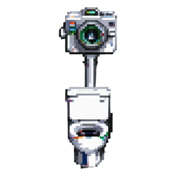 skibidi toilet character, toilet with camera head sticker