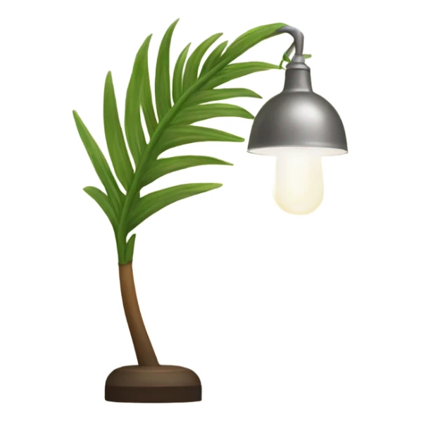a lamp on and a palm branch sticker