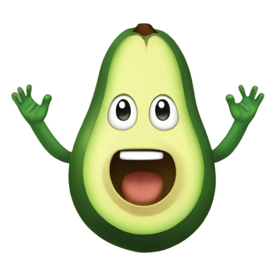happy avocado with hands up sticker