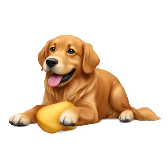 red Golden retriever eating a potato  sticker